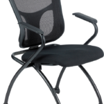 Set of 2 Ergonomic Black Mesh Rolling Arm Chairs