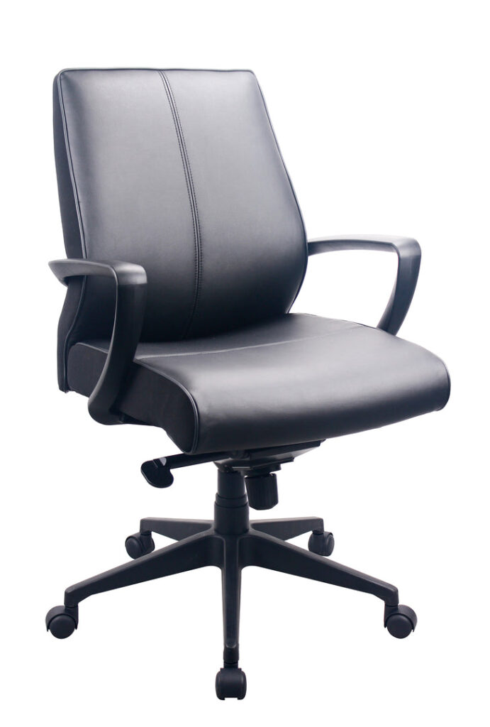 25.25″ x 28.5″ x 43.25″ Black Leather Chair