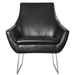 Distressed Black Faux Leather Armchair