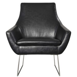 40" X 33" X 33" Light Grey Soft Textured Fabric and Brushed Steel Chair