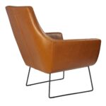 Retro Mod Distressed Camel Faux Leather Arm Chair