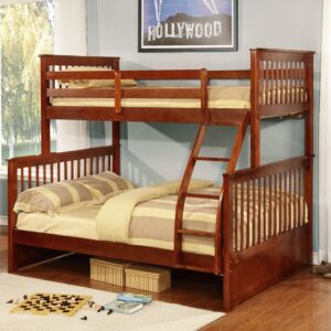Contemporary Charcoal Black Finish Twin over Full Bunk Bed