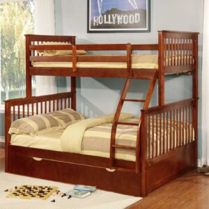 Contemporary Charcoal Black Finish Twin over Full Bunk Bed