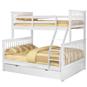 Contemporary Walnut Finish Twin over Full Bunk Bed with Storage