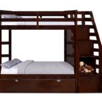 Brown Finish Twin over Twin Staircase Bunk Bed with Trundle and Storage