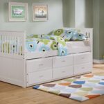 White Finish Twin Captain Bed with Trundle and Storage
