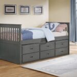 Gray Finish Twin Captain Bed with Trundle and Storage