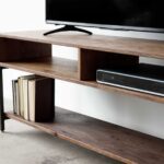 Warm Dark Finish Maple And Steel TV Stand and Media Center