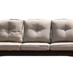 69″ X 29″ X 35″ Black Steel Sofa with Beige Cushions