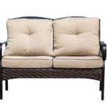 48″ X 29″ X 35″ Black Steel Sofa with Beige Cushions