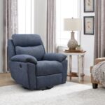 35.43″ X 39.37″ X 39.8″ Blue Fabric Glider & Swivel Power Recliner with USB port