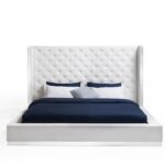 60 X 91 X 91 White Faux Leather Bed King