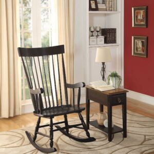 25" X 33" X 34" Black Steel Patio Rocking Chair with Beige Cushions