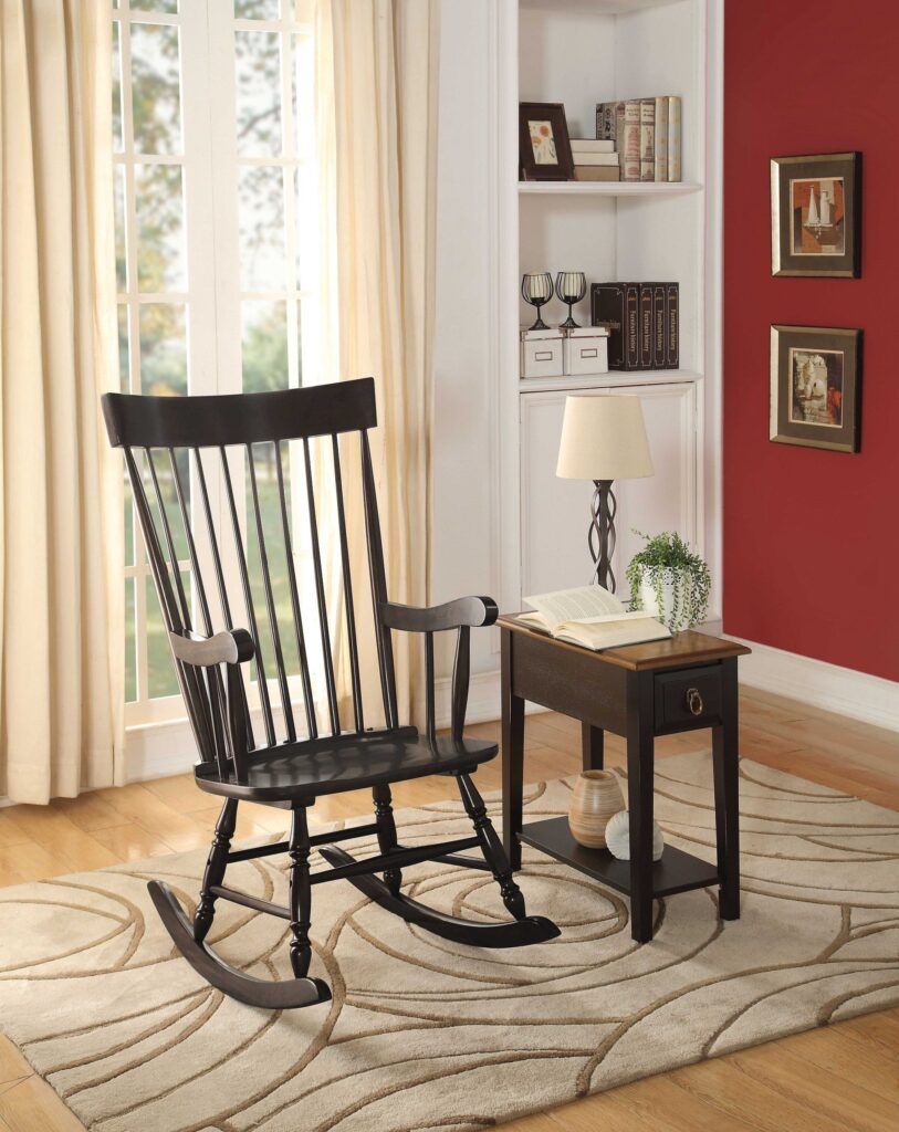 33′ X 25′ X 45′ Black Wood Rocking Chair