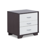 Black and White Metal 3 Drawer Nightstand