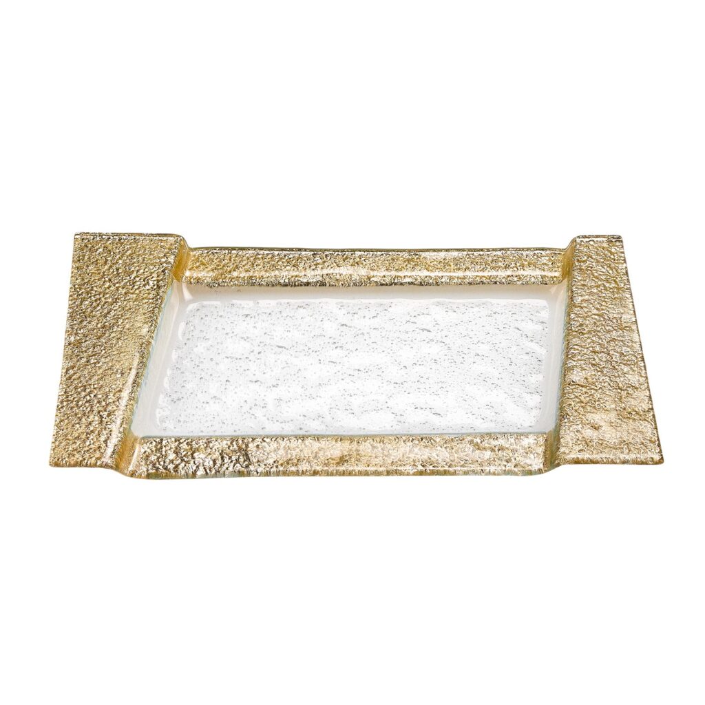 13″ Handcrafted Gold Snack or Vanity Tray
