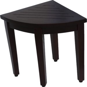 Compact Rectangular Teak Shower or Outdoor Bench with Shelf in Brown Finish