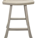 Compact Curvilinear Teak Shower Outdoor Bench in Driftwood Finish