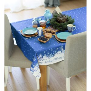 104"  Merry Christmas Rectangle Tablecloth in  Green
