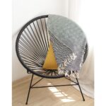 70″ Geometric Handwoven Throw Blankets in Black