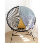 70″ Geometric Handwoven Throw Blankets in Blue