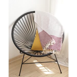Blue and White Squares and Stripes Turkish Towel or Throw Blanket