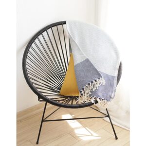 70" Geometric Handwoven Throw Blankets in Black