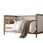 Oak and Linen Nail Head Trim Twin Daybed