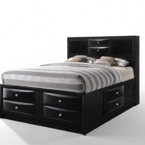 Beige Upholstered Full Platform Bed