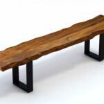 Live Edge Acacia Wood Dining Bench with Black Metal Legs