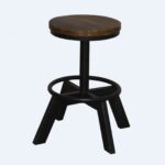 Old School Industrial Dark Wood Stool