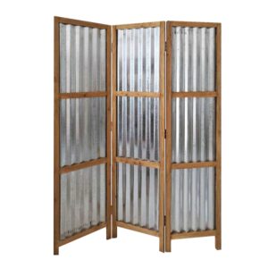 Golden Scroll Three Panel Room Divider Screen