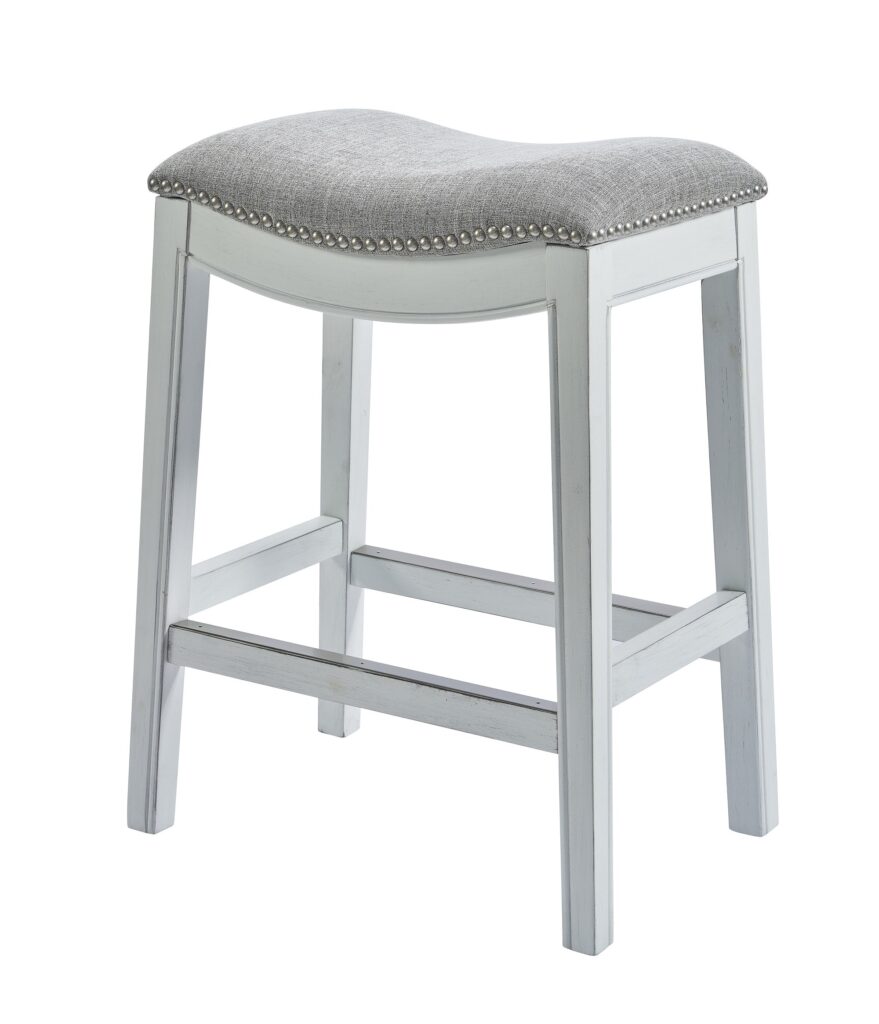 31″ White Finished Solid Wood Bar Stool