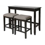 Perfecto Espresso Finish Sofa table with Two Bar Stools
