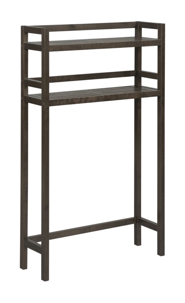 48″ Espresso Finish 2 Tier Solid Wood Over Toilet Organizer
