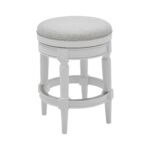 Counter Height Round Counter Stool in Alabaster White Fabric
