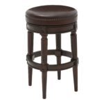 Distressed Walnut Finished Bar Height Round  Stool