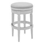 Bar Height Round Backless Stool in  White Fabric