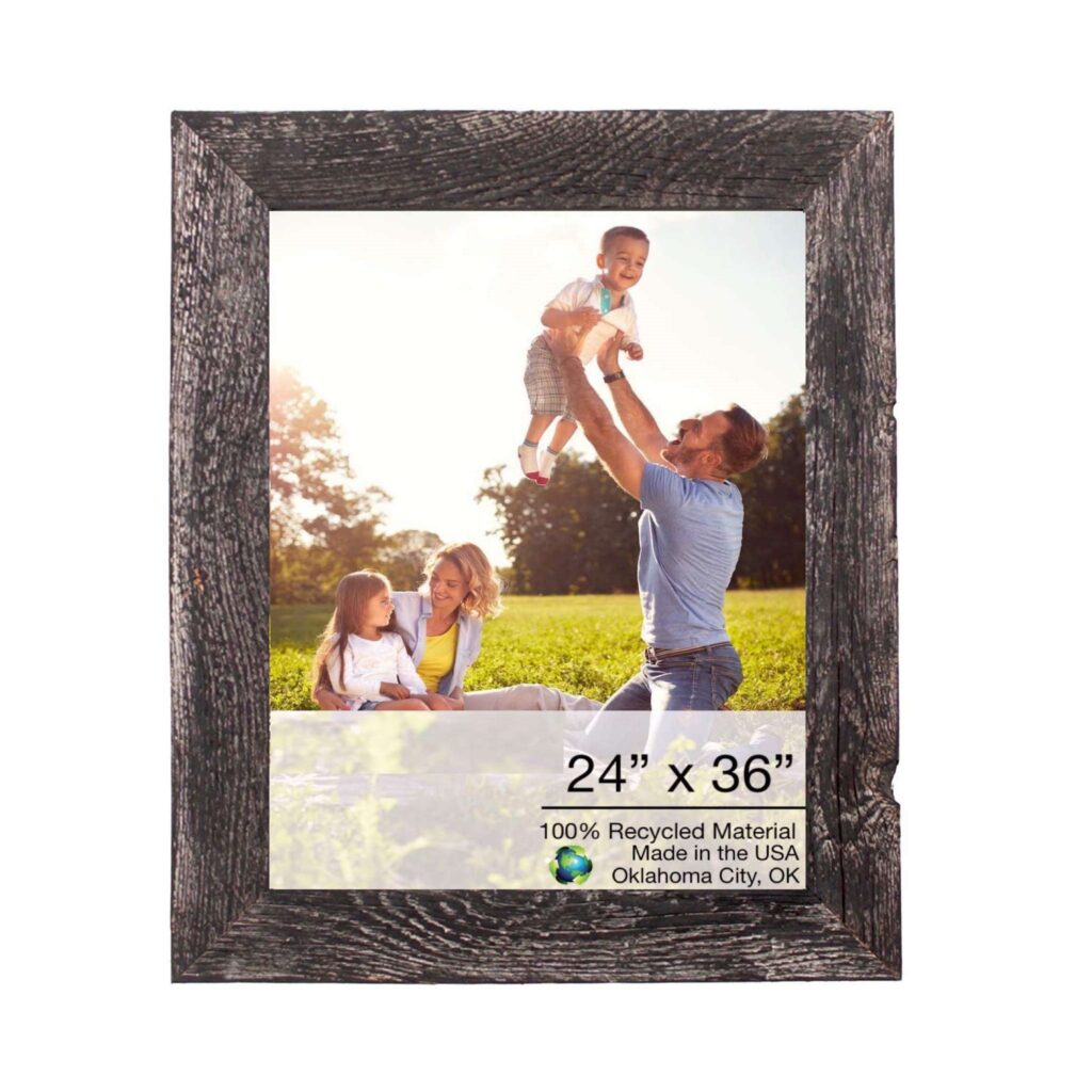 24×36 Rustic Smoky Black Picture Frame with Plexiglass Holder