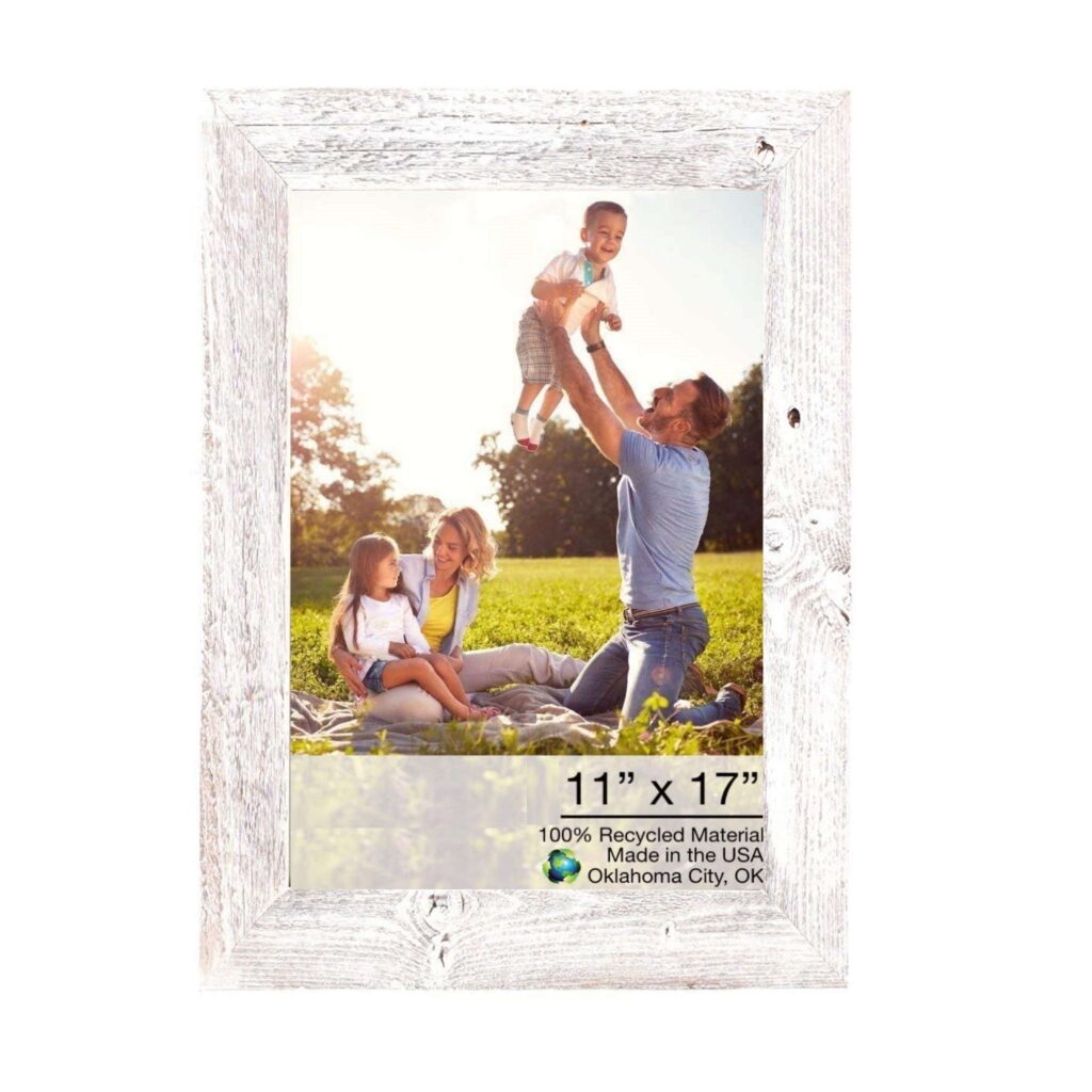 11×17 Rustic White washed Picture Frame with Plexiglass Holder