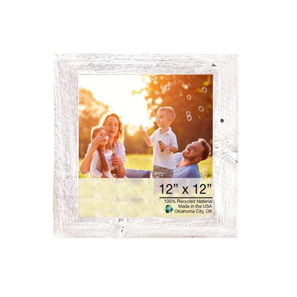 12×12 Rustic White washed Picture Frame with Plexiglass Holder