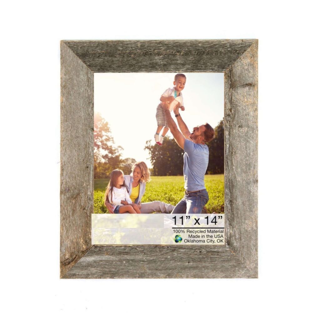 11×14 Rustic Weathered Grey Picture Frame with Plexiglass Holder