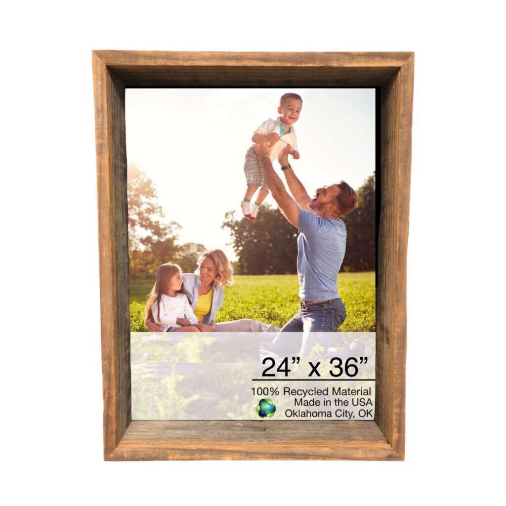 24×36 Rustic Weathered Grey Box Picture Frame with Hanger