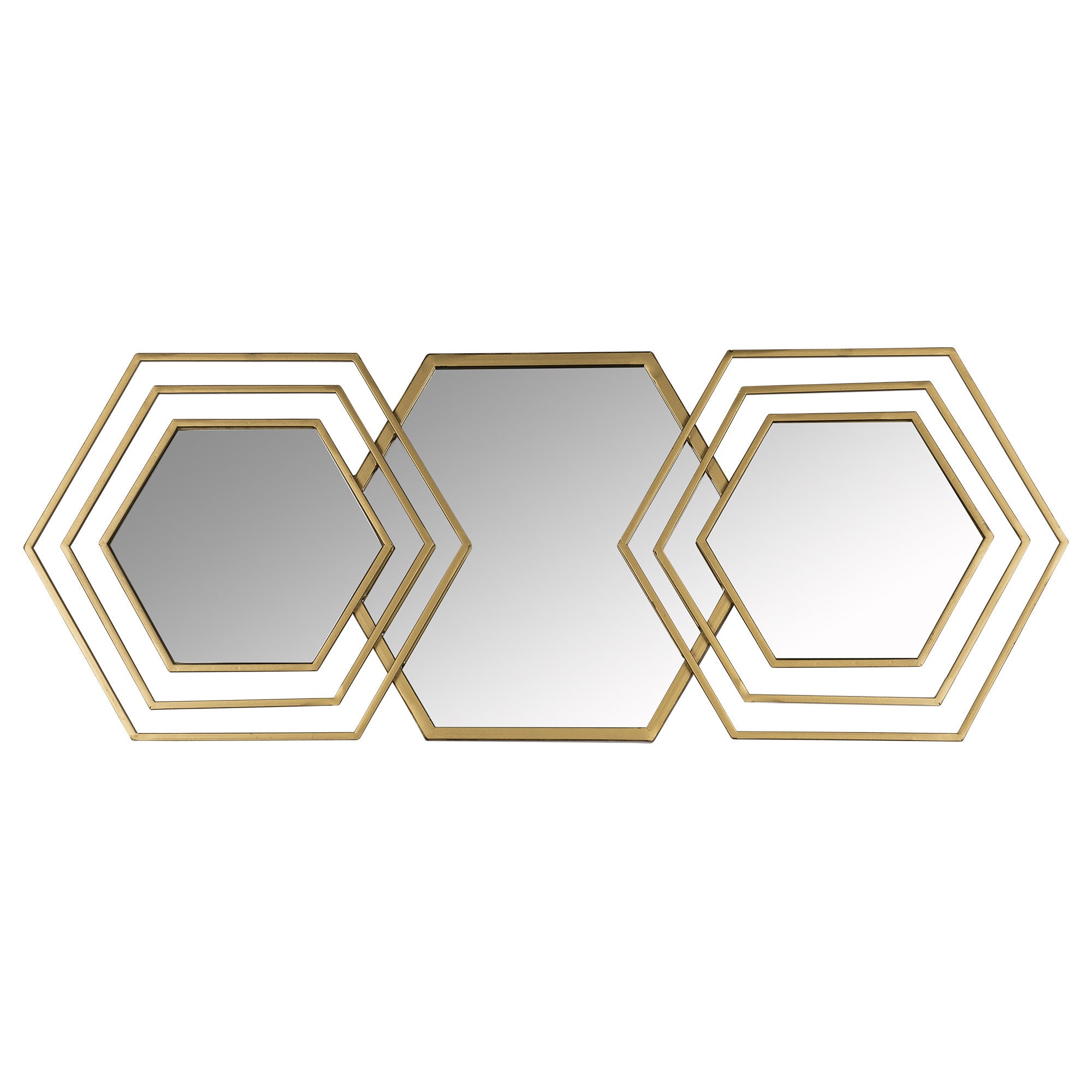 Gold Hexagon Trio Modern Wall Mirror