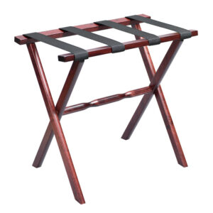 Earth Friendly White Folding Luggage Rack with Navy Straps