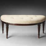 Classic Ivory and Dark Brown Crescent Shaped Bench