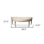 Classic Ivory and Golden White Wash Crescent Shaped Bench
