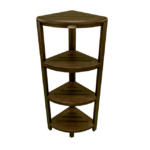 Dark Brown 38″ Curvilinear Corner Four Tier Shower Shelf