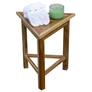Hotel Natural Teak 18" Triangle Corner Shower Bench or Shelf