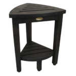 Mod Gray Teak 18″ Curvilinear Corner Shower Bench with Shelf